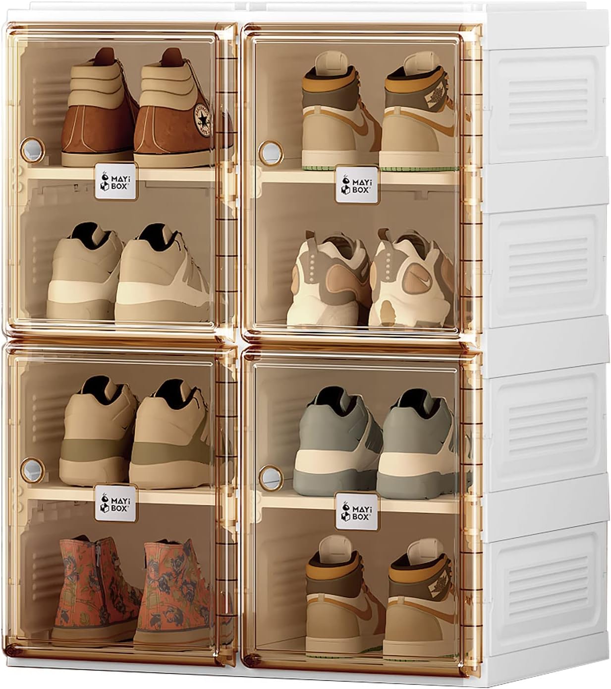 Shoe Organizer Storage Box, Portable Folding Shoe Rack Easy Assembly