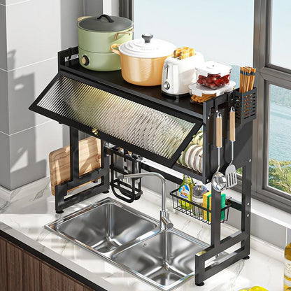 Tier Over The Sink Dish Drying Rack, Kitchen Large Dish Drying Rack Over The Sink, Suitable for Most Sinks, Effective Dish Drying, Kitchen Drying Rack